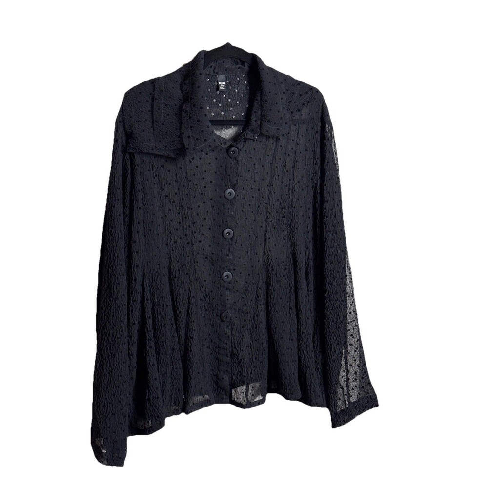 Dress to Kill Jane Mohr Black Sheet Polka Dot One Size Button-Up blouse